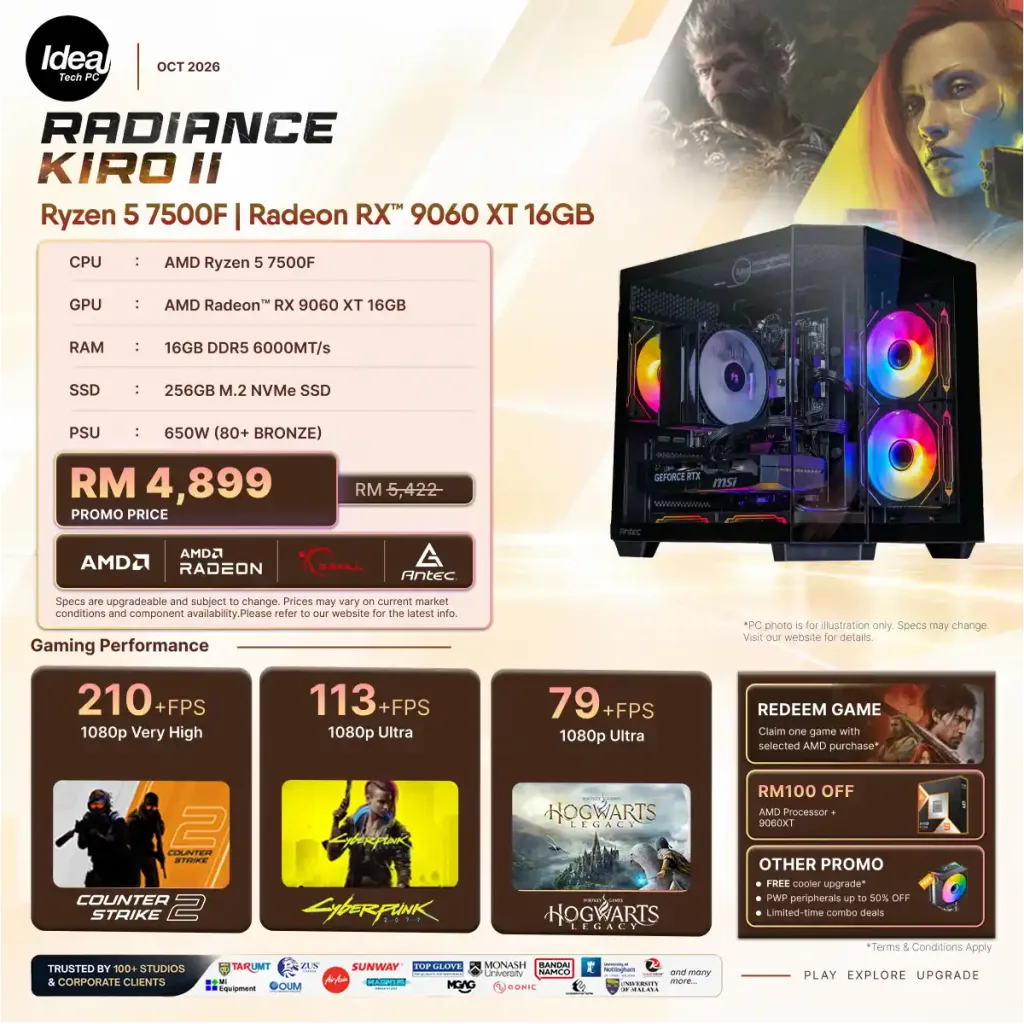 IDEALTECH Radiance Kiro II AMD Radeon™ RX 9060 XT 16GB