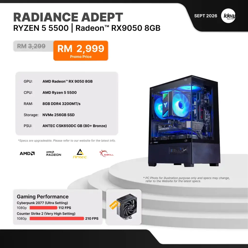IDEALTECH Radiance Adept AMD Radeon™ RX 9050
