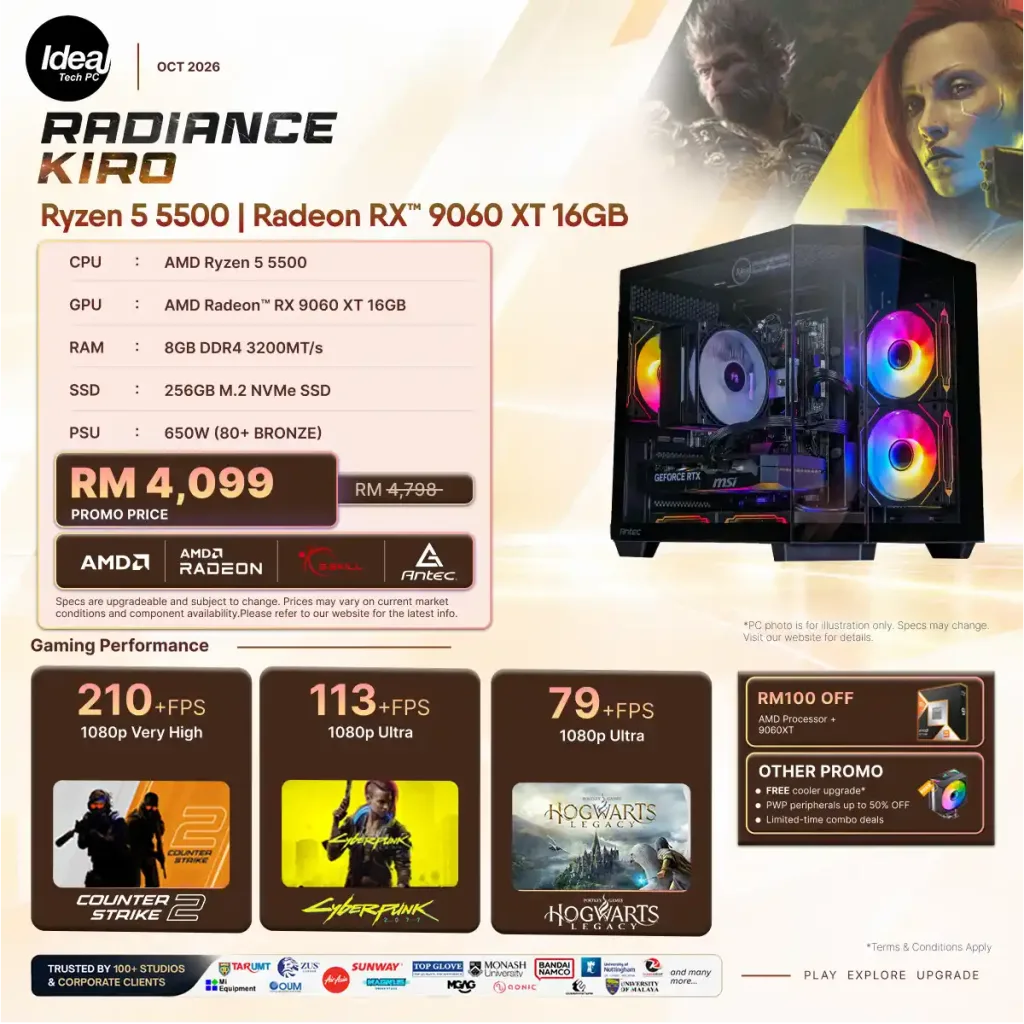 IDEALTECH Radiance Kiro AMD Radeon™ RX 9060 XT 16GB