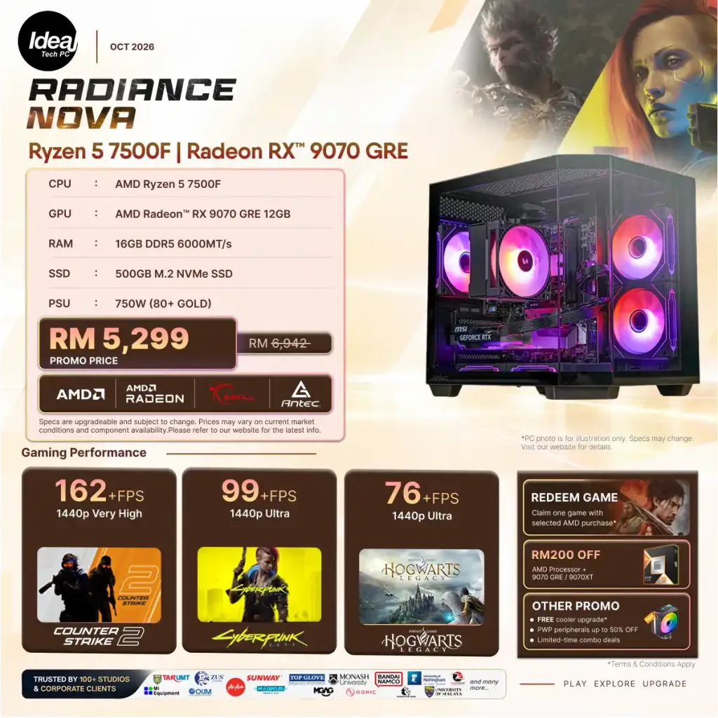 IDEALTECH Radiance Nova AMD Radeon™ RX 9070 GRE